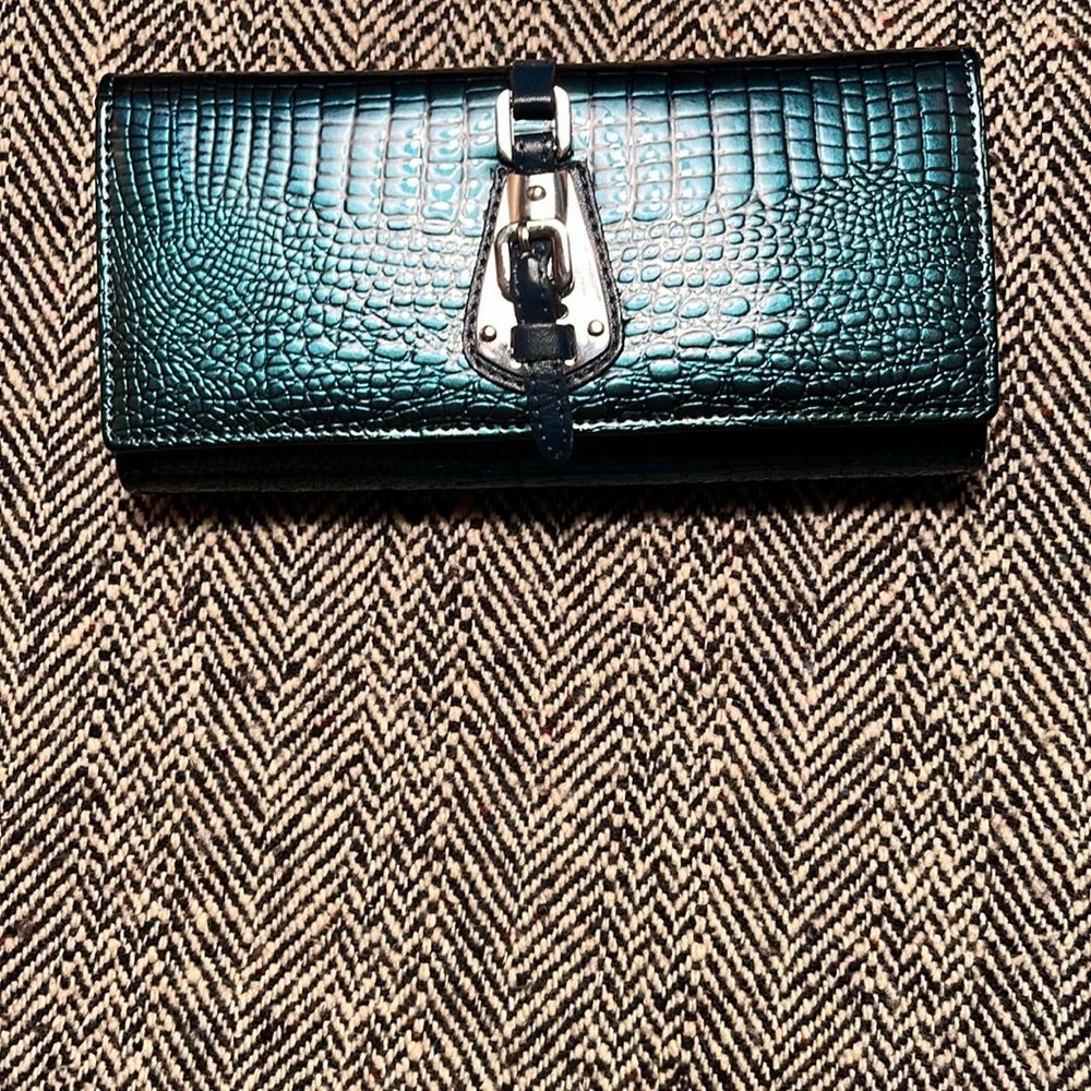 Green Crocodile-Embossed Wallet